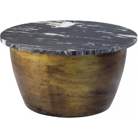 FineBuy Couchtisch 60cm mit Marmor Platte schwarz Wohnzimmertisch Beistelltisch Rund