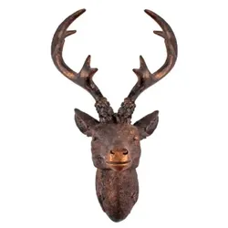 Lex Hirschgeweih Hirschkopf Wanddeko Dekoration Wandschmuck Figur Geweih Bronze 20x30cm : 30 cm : Bronze