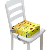 Surwin Rutschfeste Sitzerhöhung Stuhl Kind Sitzkissen Stuhl mit Sicherheits Schnalle, Fisch Sitzkissen Kinder Tragbare Sitzerhöhung Waschbar Zerlegbar Baby Sitzhilfe (Gelb,40x40x10cm)