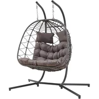 [en.casa] Doppel-Hängesessel Skense mit Gestell 198x156x98 cm Grau