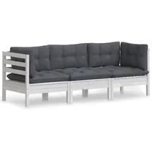 vidaXL 3-Sitzer-Gartensofa grau/weiß