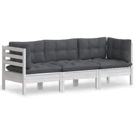 vidaXL 3-Sitzer-Gartensofa grau/weiß