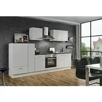 Menke Küchenzeile Classic  (Breite: 300 cm, Weiß, Dekor Arbeitsplatte: Marmoroptik, Mit Elektrogeräten)
