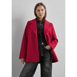 Cabanjacke STREET ONE, Damen, Gr. 42, rot (carpet rot), Stoff, 90% Polyester, 10% Viskose, unifarben, casual, normal hüftbedeckend, V-Ausschnitt, Langarm normaler Saum, Jacken, mit Reverskragen