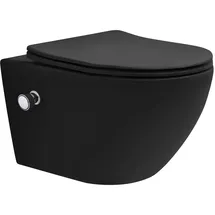 luxebath Hänge WC Spülrandlos mit Bidet-Funktion Schwarz Matt 53,5 cm