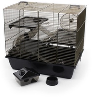 ZooPaul Deluxe Industrial Nagerkäfig Hamsterkäfig in schwarz Messing mit Zubehör