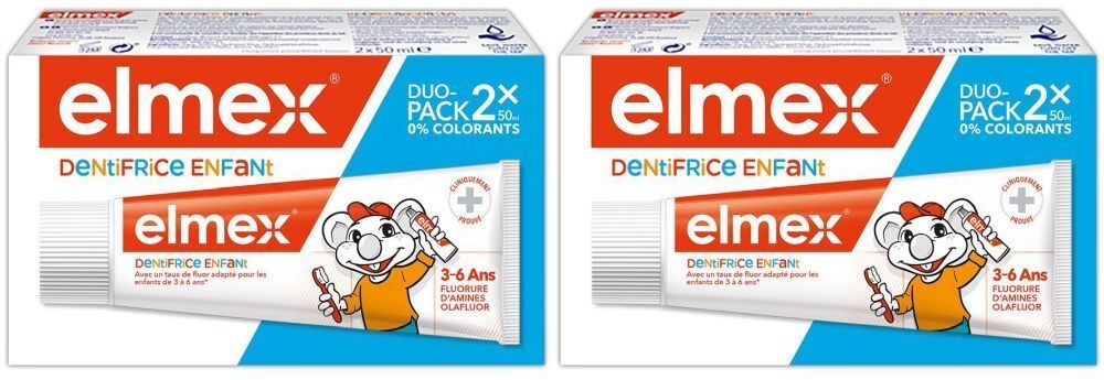 elmex® Dentifrice Enfant 3 - 6 ans 2x100 ml gel dentaire