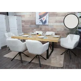 MCW Esszimmerstuhl MCW-K33 Stoff bouclé-weiß 6er Set