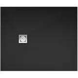 doporro Duschwanne Duschtasse aus Mineralguss DIN-Anschlüsse mit Ablaufgarnitur Geoma09, Rechteckig, Mineralguss Rechteckig | 100 cm x 3 cm x 120 cm