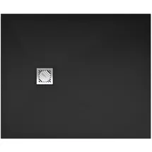 doporro Duschwanne Duschtasse aus Mineralguss DIN-Anschlüsse mit Ablaufgarnitur Geoma09, Rechteckig, Mineralguss Rechteckig | 100 cm x 3 cm x 120 cm