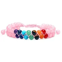 Saraswati Armband "Chakra" Rosenquarz- und Chakra Edelsteine onesize
