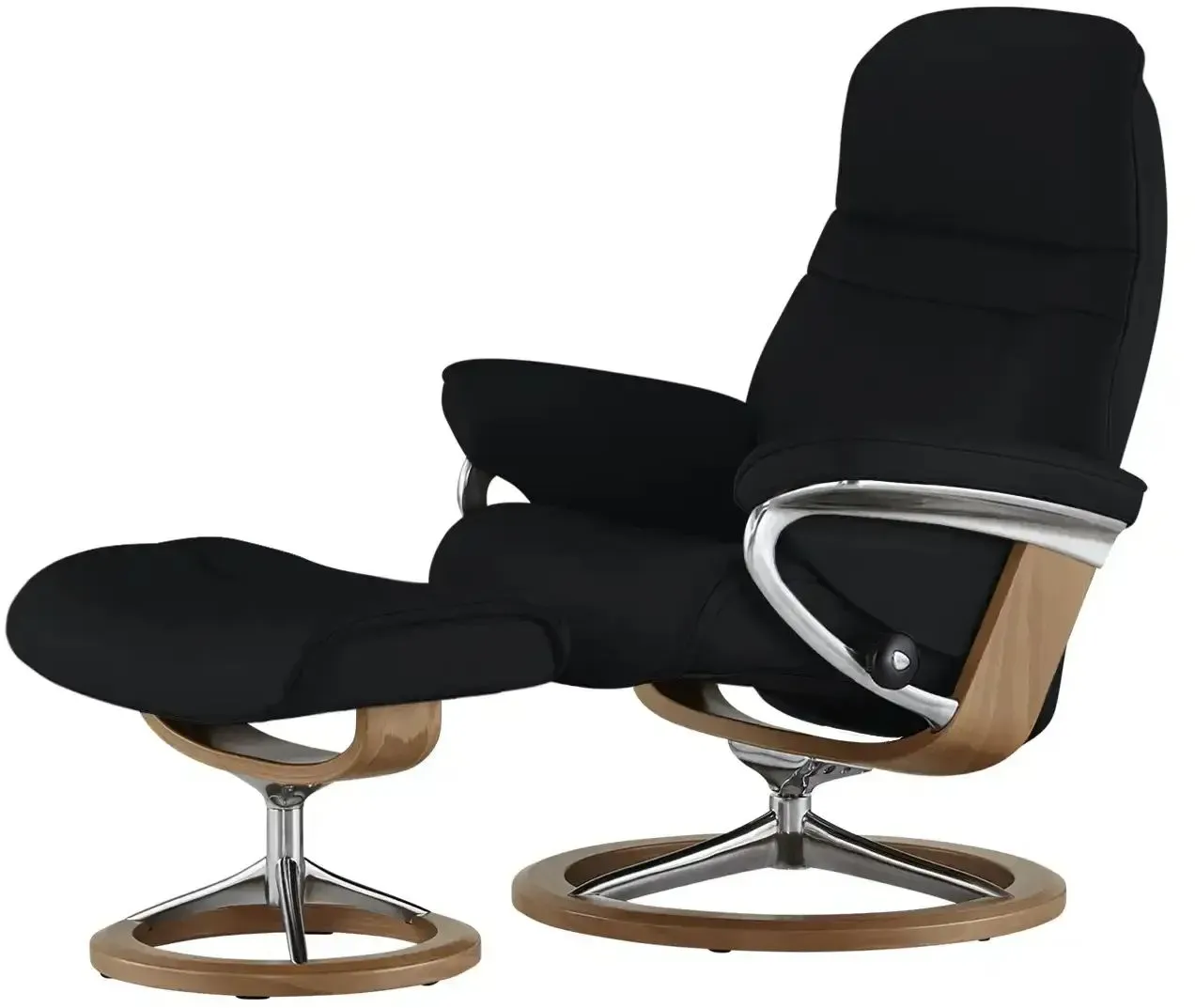 Stressless Relaxsessel mit Hocker Leder Sunrise M , schwarz , Maße (cm): B: 83 H: 105 T: 74.0
