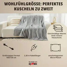 Grafner Heizdecke 180 x 130 cm Grau/Silber