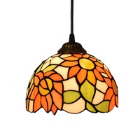 Blivuself Tiffany Lampe 8-Zoll-Tiffany-Stil Orange Sonnenblume-Buntglas-hängendes Licht for Bar Studie Korridore Balkon
