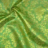 Stoffkontor Lurex Jacquard Goldene Blumenranken - Öko-Tex Standard 100 - Meterware, Farbe Grün - zum Nähen von Bekleidung und Dekorationen