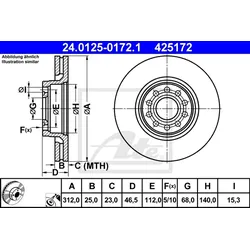 ATE Bremsscheibe vorne rechts links belüftet 312mm für SKODA VAG 4B0615301C 1420-21339