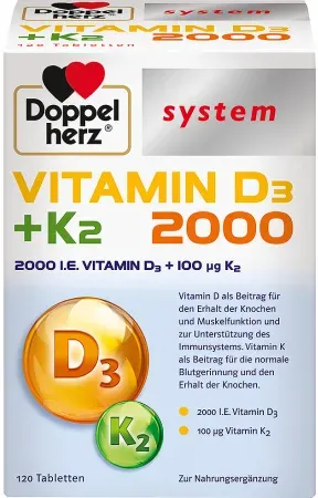 Doppelherz System Vitamin D3 2000 + K2 120 Stück