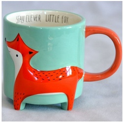 Winkee Tasse Kaffeebecher Fuchs Cute Animal türkis, Keramik