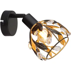 Wandleuchte Wandlampe Flurlampe Schlafzimmerleuchte Schwarz Gold Kristalle