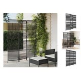 vidaXL Paravent 3-tlg. Schwarz Poly Rattan