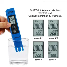 monzana Monzana® Wassertester 3in1 Set | Messgerät für PH TDS EC und Temperatur | Pool Tester Digital Wasserprüfer