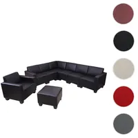 Mendler Modular Sofa-System Couch-Garnitur Lyon 6-2, Kunstleder ~ schwarz