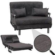 MCW Schlafsessel K29 Chenille 190 x 100 cm Dunkelgrau mit Kissen