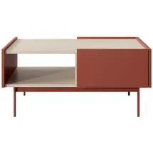 Feldmann-Wohnen Couchtisch, Rot, Hellbraun, Holz, 2 Schubladen, 97x45x65 cm, Wohnzimmer, Wohnzimmertische, Couchtische