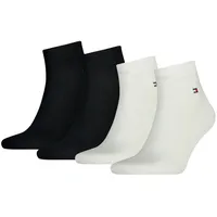 TOMMY HILFIGER Herren Quarter Socken, 4er Pack - Sneaker, Unifarben, 39-49 Schwarz/Weiß 39-42