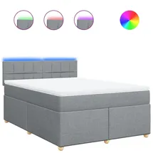 vidaXL Boxspringbett mit Matratze Hellgrau 140x200 cm Stoff