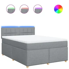 vidaXL Boxspringbett mit Matratze Hellgrau 140x200 cm Stoff