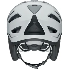 ABUS Pedelec 2.0 ACE - Fahrradhelm mit Rücklicht, Visier, Regenhaube, Ohrenschutz - für Damen und Herren - Weiß Glänzend, Größe S