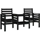 vidaXL Gartenbank mit Tisch 2-Sitzer Schwarz Massivholz Kiefer