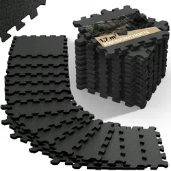 MONZANA® Bodenschutzmatten Fitness Randstücken 30 x 30cm Rutschfest Puzzlematte Trainingsmatten Fitnessgeräte Schwarz