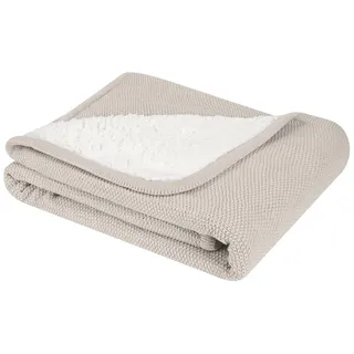 Kikkaboo Babydecke gestrickt Dream big 100 x 75 cm, Schmusedecke, 100% Baumwolle hellbraun