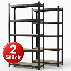 Karat Schwerlastregal Odin 2er Set Traglast bis 875 kg Schwarz 180 x 90 x 40 cm
