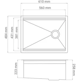 Respekta Edelstahlspüle 61 x 48,4 cm San Diego Workstation Ohne Hahnlochbank mit Premium Zubehör