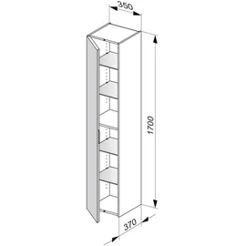 Keuco Edition 11 Hochschrank 35 x 170 x 37 cm Anthrazit Strukturlack