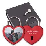 LAUBLUST Liebesschloss mit Foto und Schlüssel inkl. Geschenkbox - Farbfoto Motiv - Personalisiertes Geschenk für Paare | Schloss für Brautpaare & Verliebte | Geschenk zur Hochzeit & Verlobung