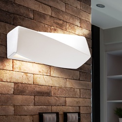 Wandlampe Keramik weiß E27 Wandleuchte Innen Oben und Unten Treppenhaus Lampe Wand, Leuchte bemalbar, 1x E27, LxH 30x12 cm