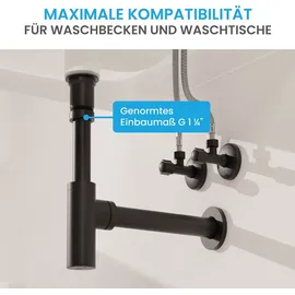 Bächlein Design Siphon Universal für Waschbecken [Matt Schwarz] -Premium Design Siphon fürs Waschbecken