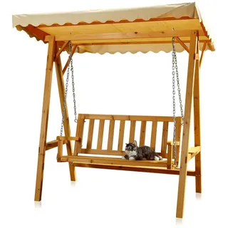 MuCoLa Holz Hollywoodschaukel beige 2-Sitzer
