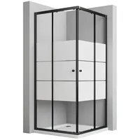 Boromal Eckdusche Doppel Schiebetür Duschkabine 80x80 Eckeinstieg Duschtür 5mm ESG 185H, BxT: 80x80 cm, Vollrahmung für hohe Stabilität und Dichtigkeit schwarz