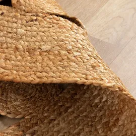 Steffensmeier Jute Teppich Goa | Rund | Wohnzimmer, Flur, Eingangsbereich, Naturfaser, handgeflochten, Flower, Größe: Ø 150 cm