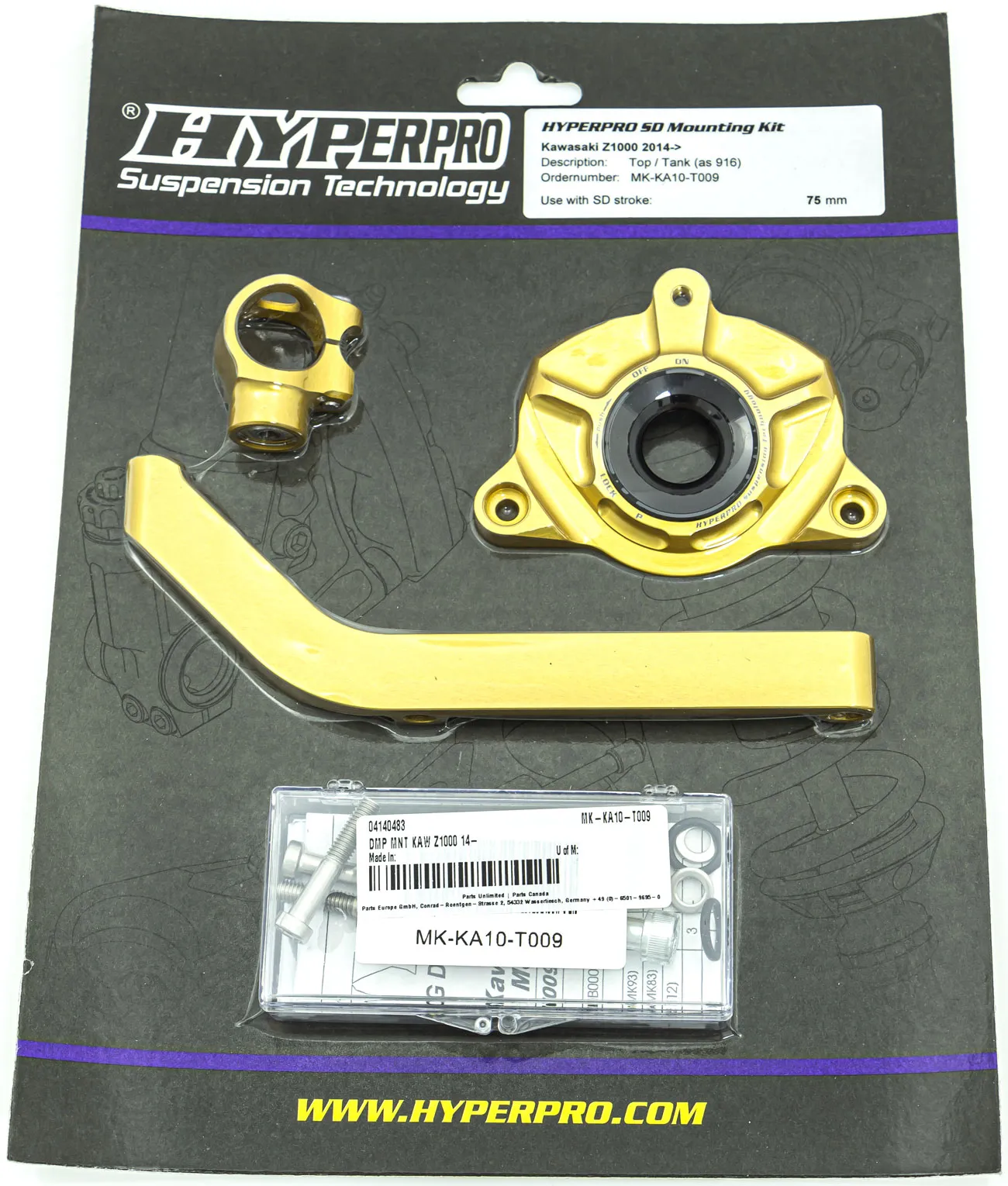 Hyperpro Steering Damper, kit de montage - Or