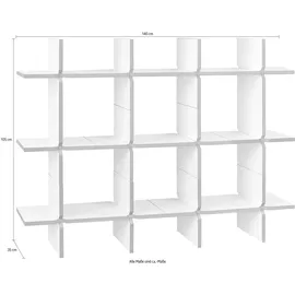 Tojo "solo Modul 6", weiß, B:140cm T:32cm, MDF, Regale, Standregal, Breite/Höhe: cm
