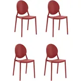 loft24 Esszimmerstuhl Wilo (Set, 4 St), aus Kunststoff mit runder Rückenlehne, stapelbar rot