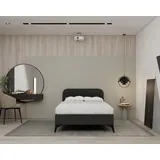 panda möbel Polsterbett MAVILO - Komfortbett mit Stauraum, Einzelbett, 120x200cm,Schwarz, Taschenfederkernmatratze, H2/H3 - Schwarz