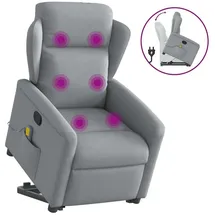 vidaXL Massagesessel mit Aufstehhilfe Hellgrau Stoff
