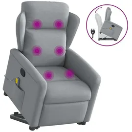 vidaXL Massagesessel mit Aufstehhilfe Hellgrau Stoff
